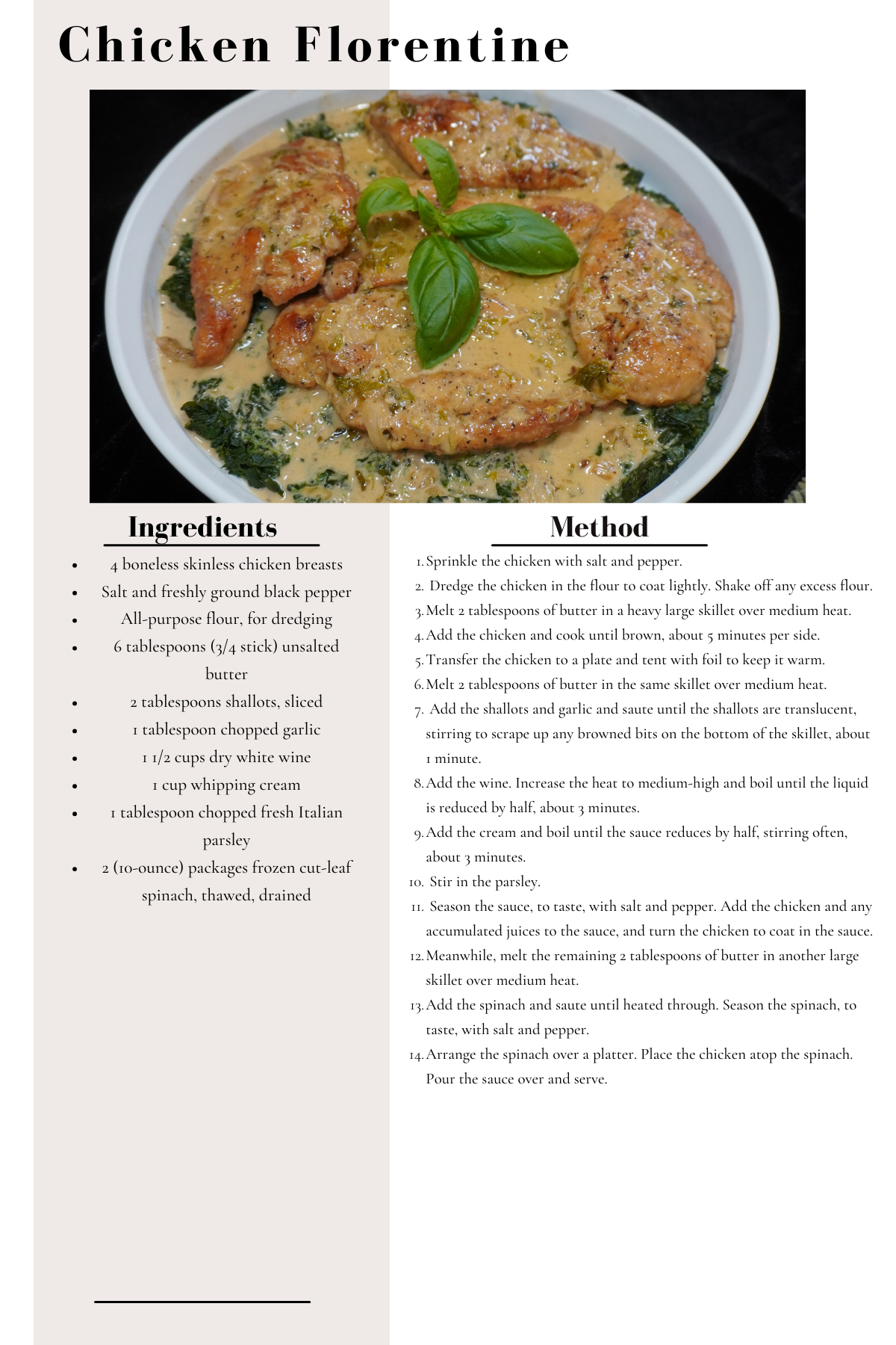 chicken florentine recipe