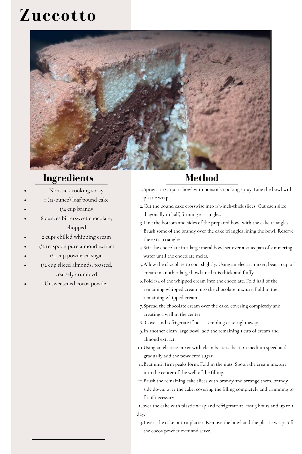 tuscan recipe zuccotto