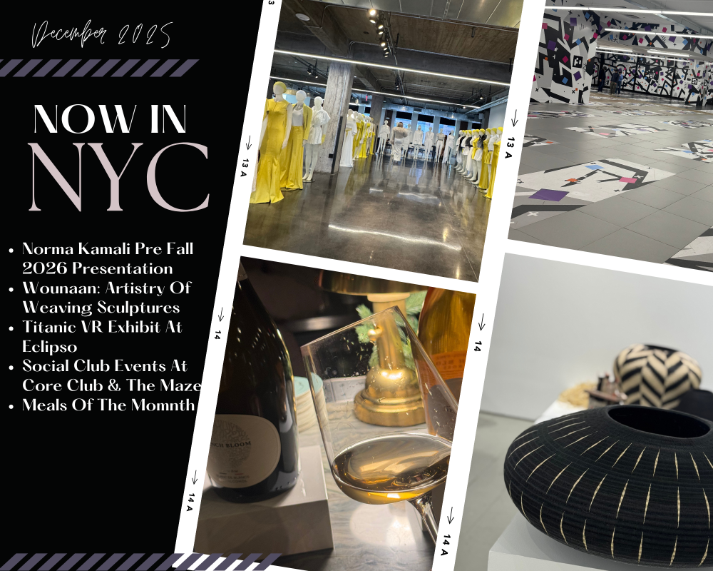 now in nyc - december recap of events in nyc , nyc social clubs , normal kamali pre fall preview, eclipso vr exhibit , meals of month