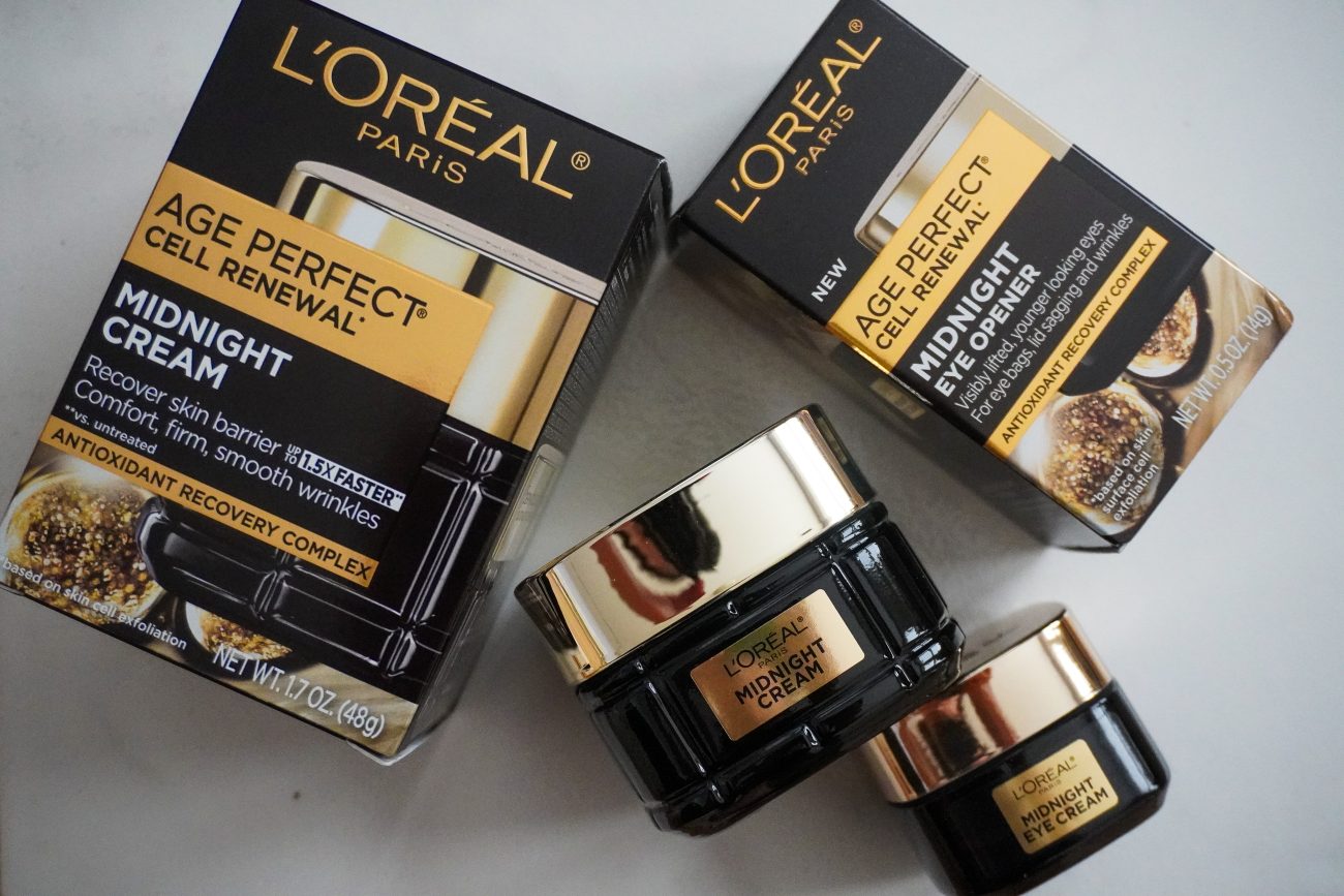 loreal age perfect midnight cream and eye cream ac and drugstore skincare favorites