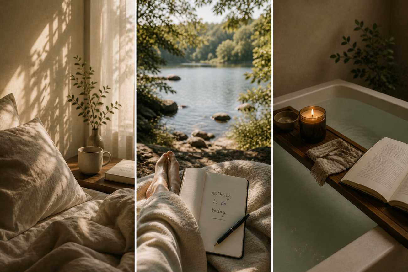 how to give yourself permission to rest and tranquil self care moments