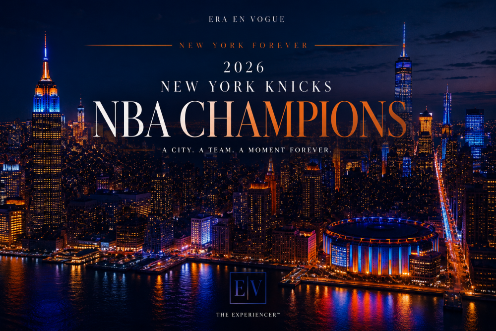 nyc skyline in blue and orange to celebrate the new york knicks 2026 nba champions
