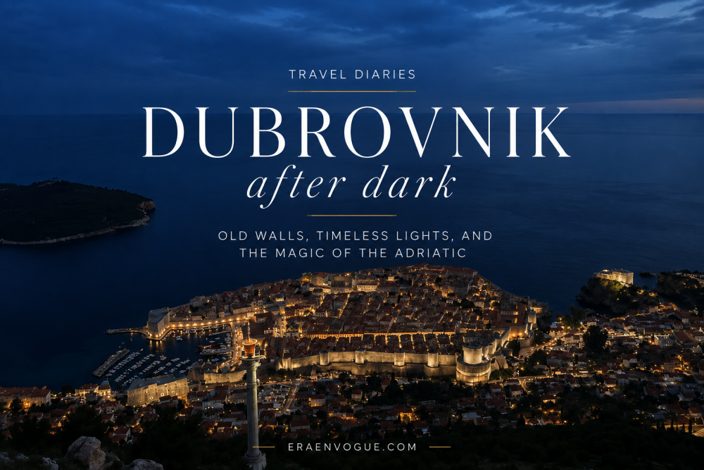 dubrovnik old town after dark view from srd