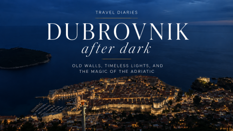 dubrovnik old town after dark view from srd